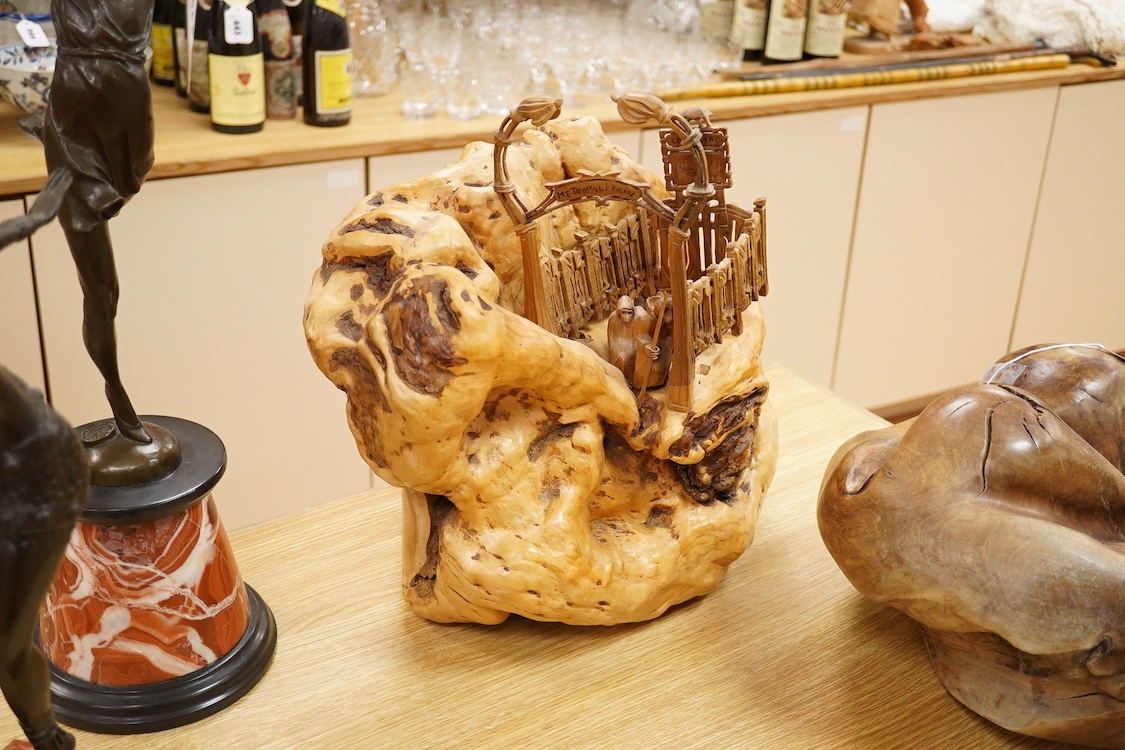 Pierre Decorse (b.1953), a large naturalistically modelled wooden sculpture depicting a French metro station entrance, 43cm high